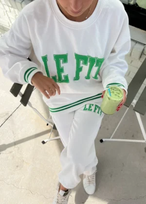 White Le Fit Sweatpants