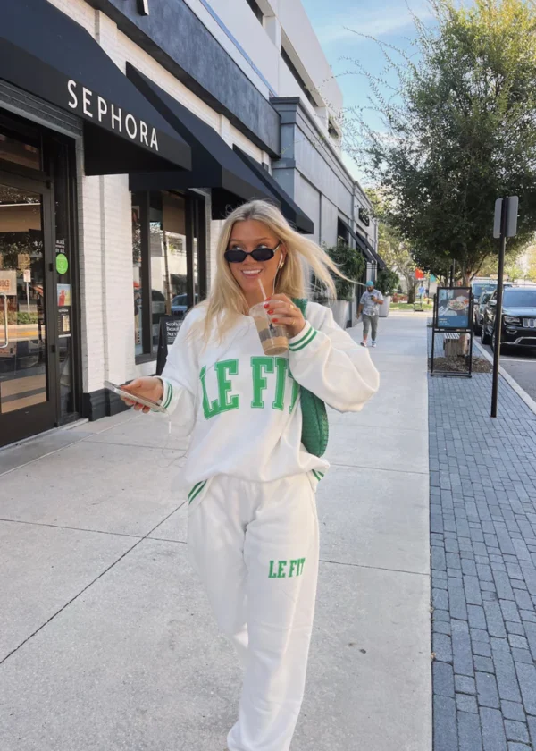 White Le Fit Sweatpants